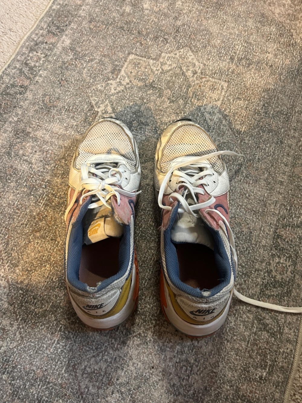 Nike White, Pink, Yellow, Blue Retro Runner Sneakers